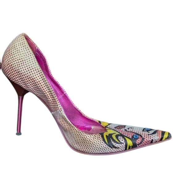 Le Silla pop art satin bejewelled Pointed Toe Crystal Embellished Pumps Size 36 - Picture 8 of 16